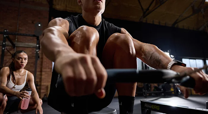 man exercising at the gym