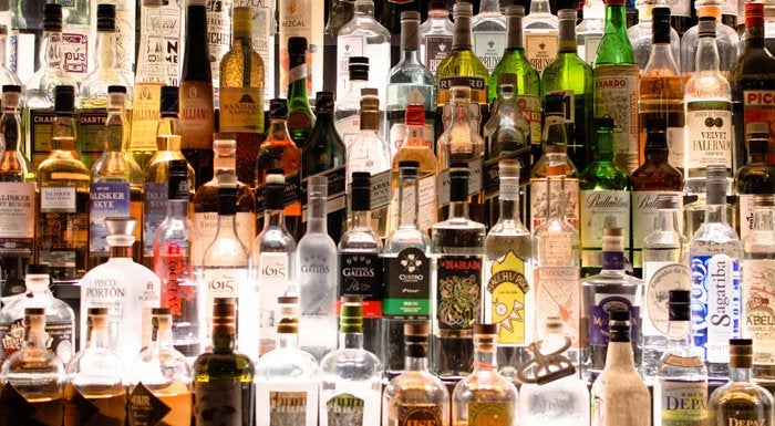 bar with alcohol