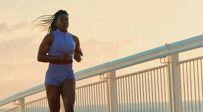woman running outside