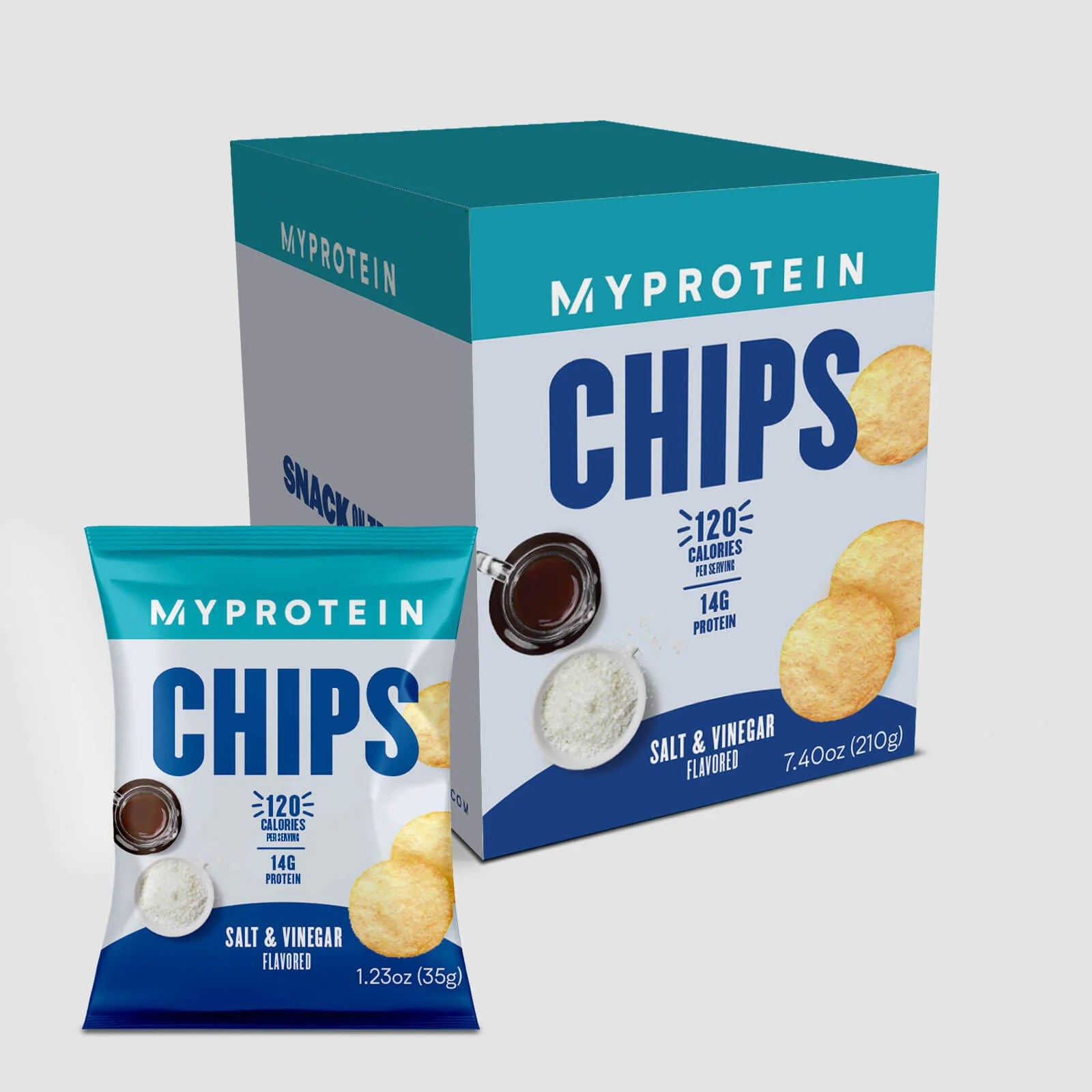 Protein Chips (Box of 6) - 6 x 0.88Oz - Salt and Vinegar Image 1