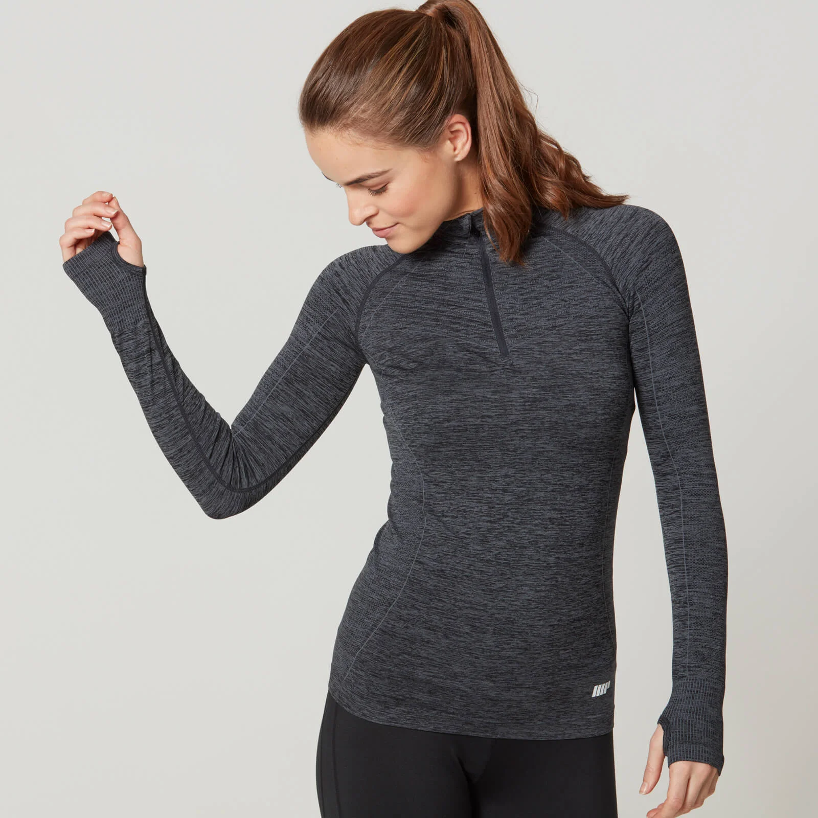 Seamless 1/4 Zip Top - XS - Black Image 1