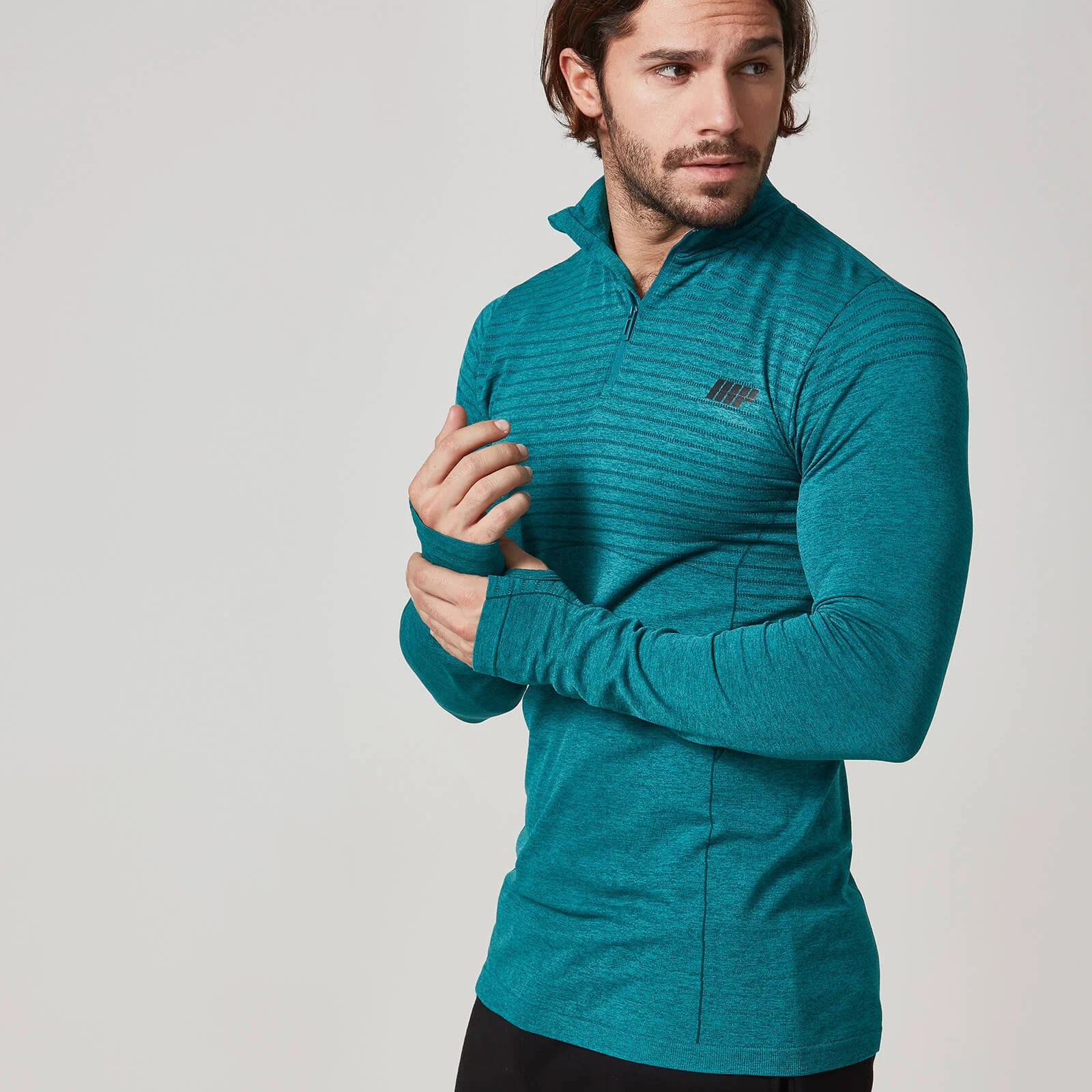 Seamless ¼ Zip-Top - S - Teal Image 1