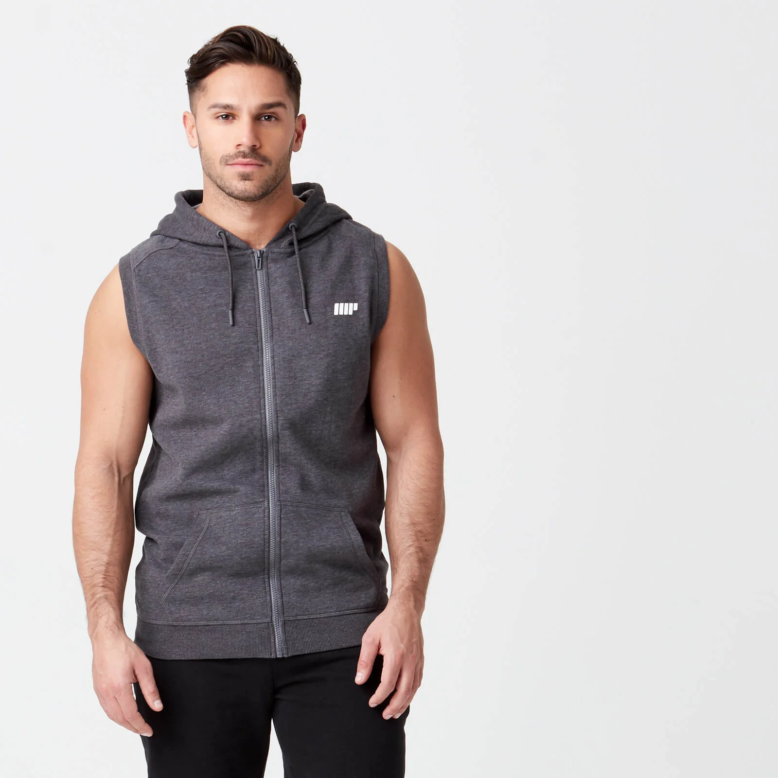 MP Men's Tru-Fit Sleeveless Hoodie - Charcoal - S Image 1