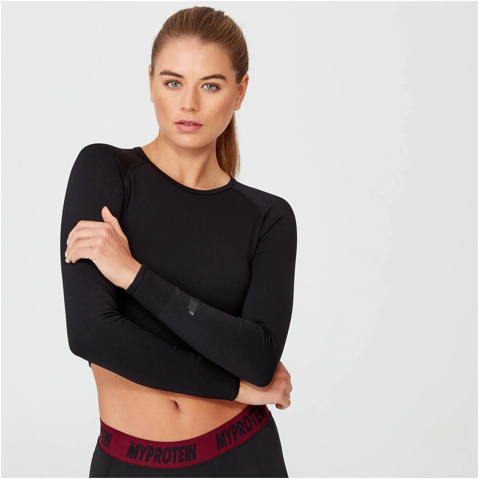 MP Women's Shape Seamless Crop Top - Black - XS Image 1