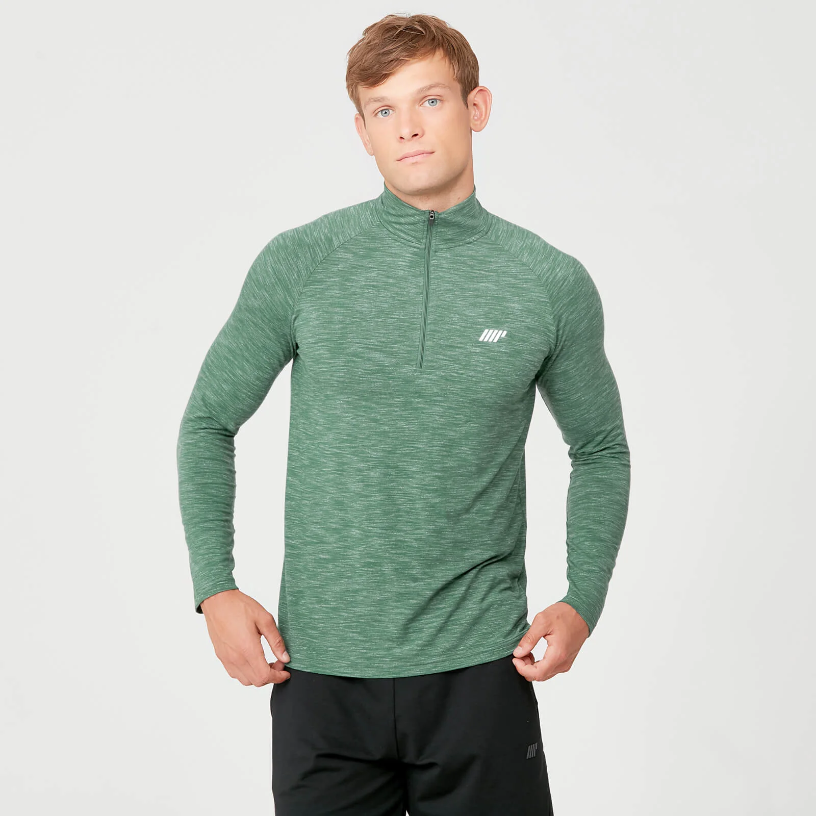 MP Men's Performance 1/4 Zip Top - Green Marl - XS Image 1