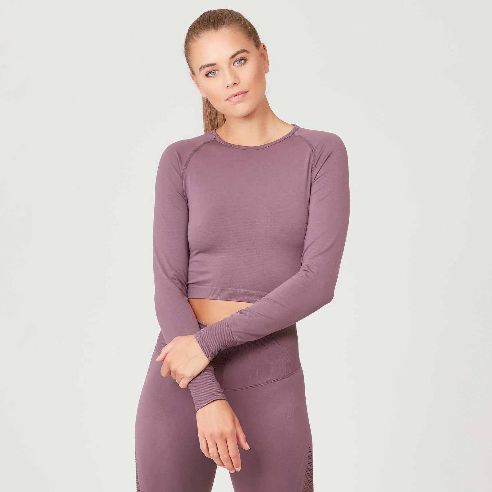 MP Women's Shape Seamless Crop Top - Mauve - S Image 1