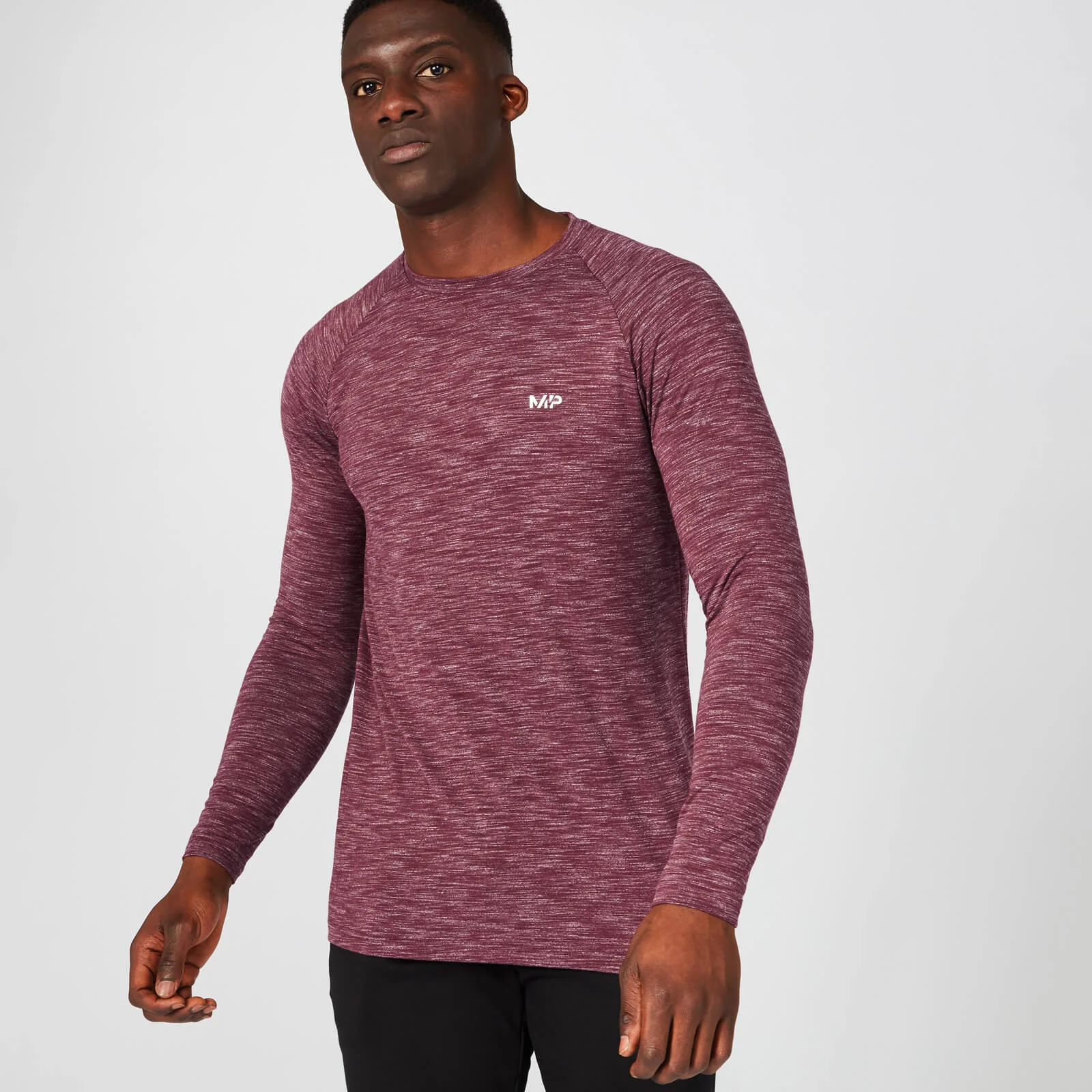 MP Performance Long Sleeve T-Shirt - Burgundy Marl - XS Image 1