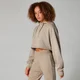 Acid Wash Cropped Hoodie - Sesame