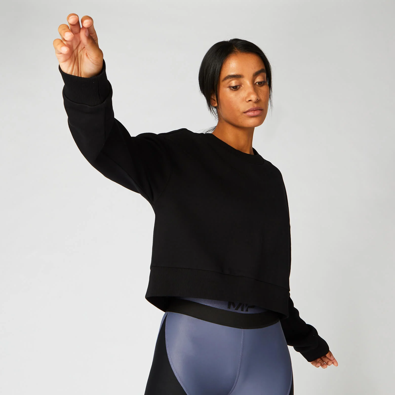 MP Women's Metallic Cropped Sweater - Black - XS Image 1