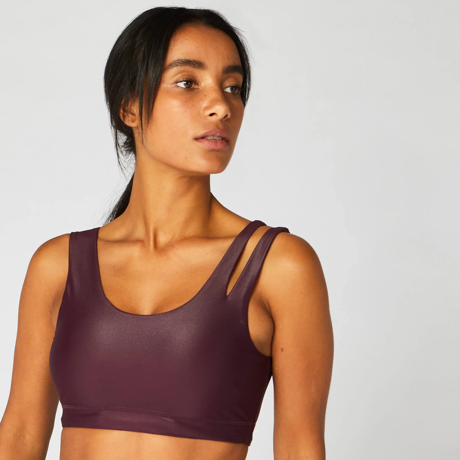 MP Women's Metallic Asymmetric Sports Bra - Malbec - XS Image 1