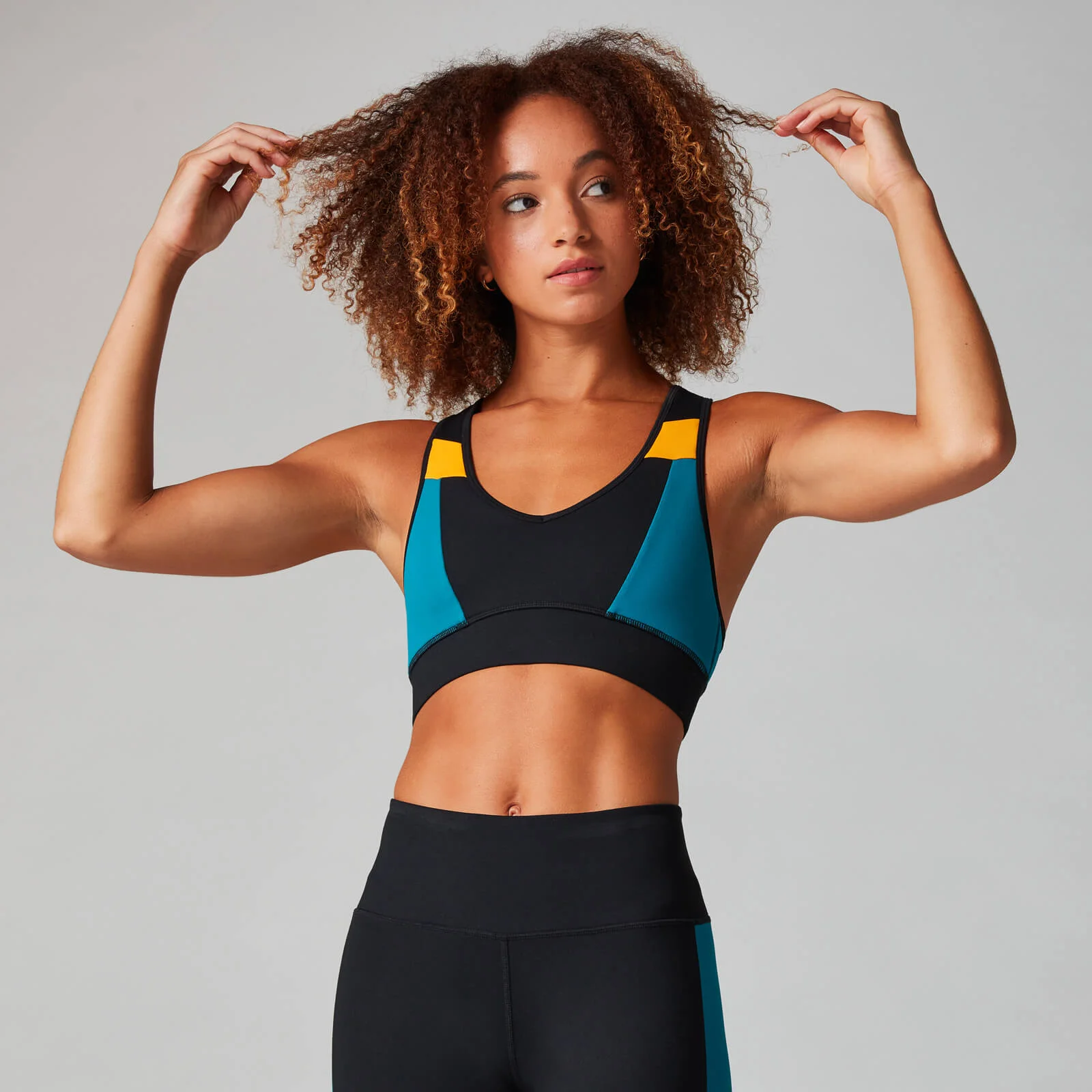 Power Color Block Sports Bra - Black - XS Image 1