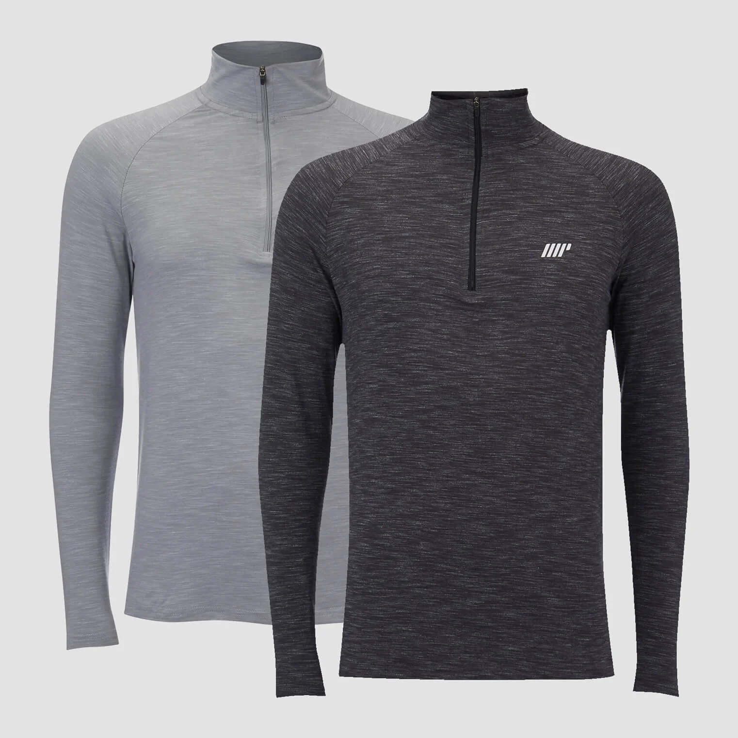 Performance 2 Pack 1/4 Zip Top - Charcoal Marl/Grey Marl - XS Image 1