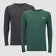 Performance 2 Pack Long Sleeve T-Shirts - Charcoal Marl/Green Marl