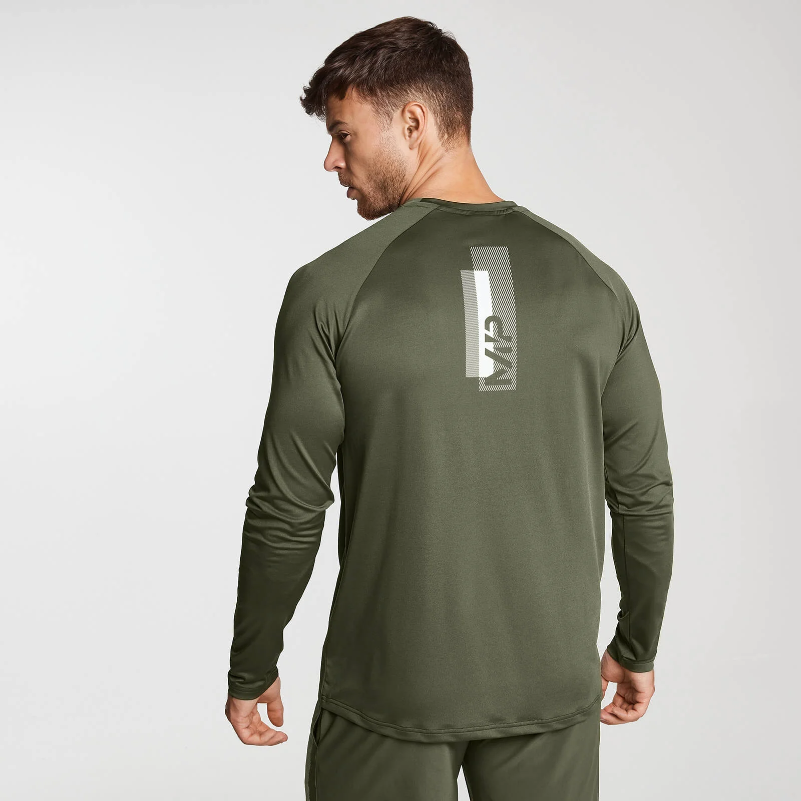MP Men's Printed Training Long Sleeved Top - Army Green - XS Image 1
