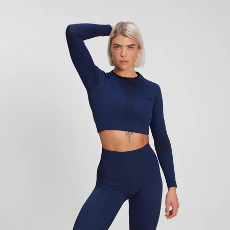 MP Women's Training Ribbed Seamless Long Sleeve Top - Midnight
