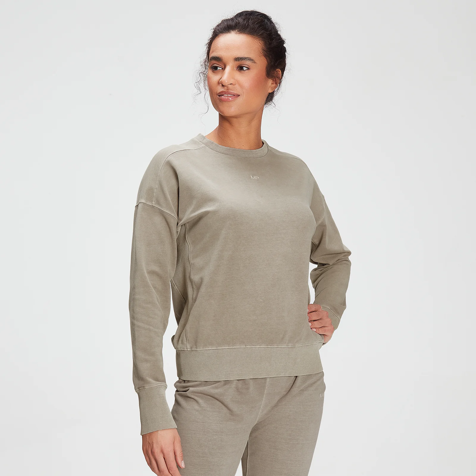 MP Women's Training Washed Crew Sweat - Taupe - XXS Image 1