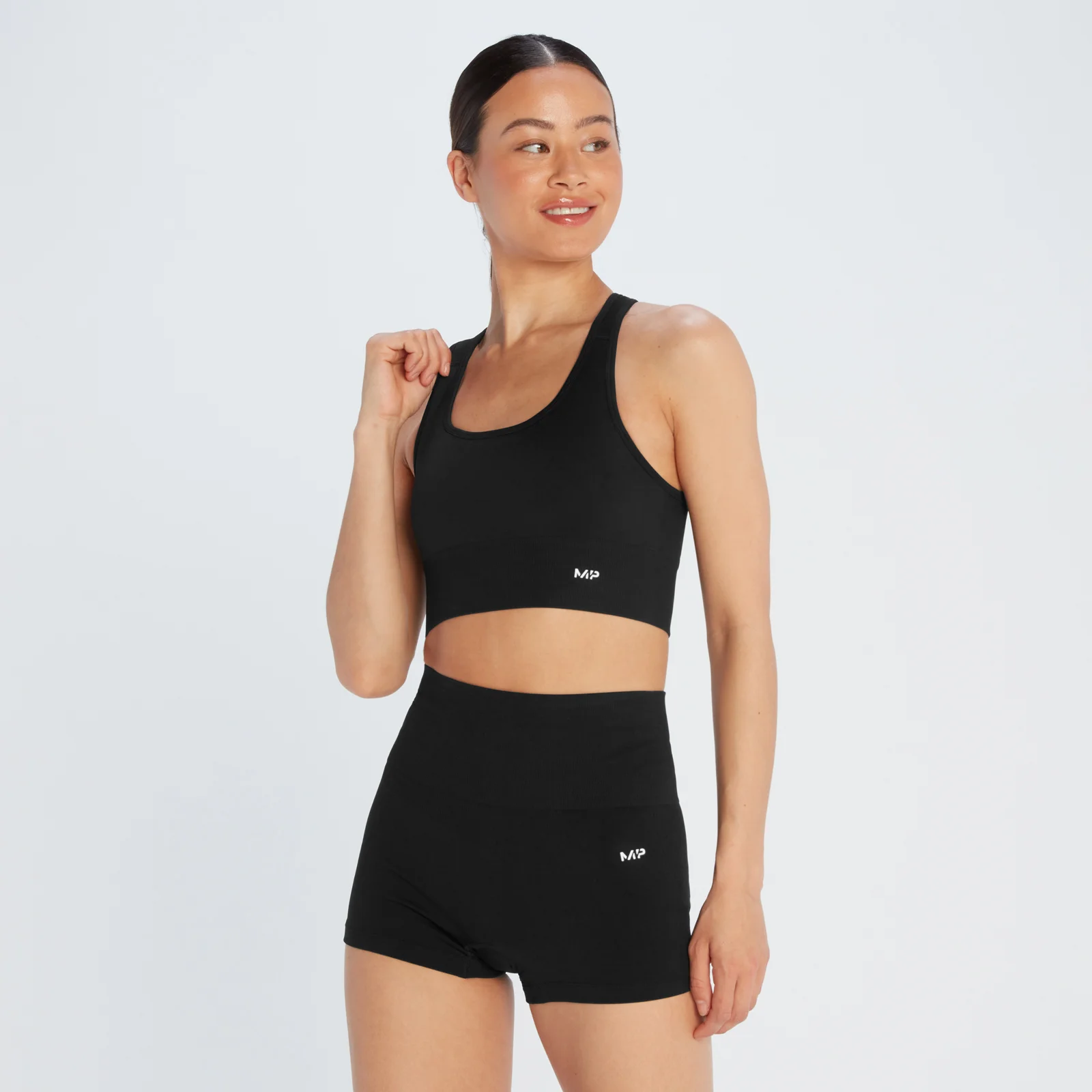 MP Women's Shape Seamless Cross Strap Sports Bra - Black - XXS Image 1
