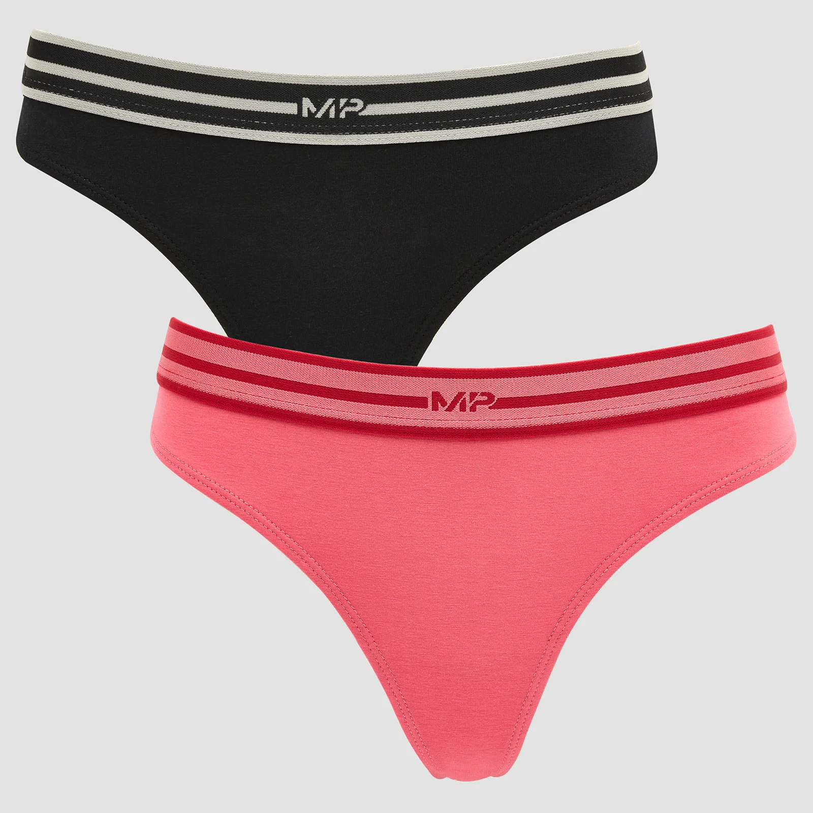 MP Women's Limited Edition Impact Essentials Thong (2 Pack) - Black/Pink - XXS Image 1