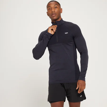 MP Men's Seamless 1/4 Zip - Black Marl