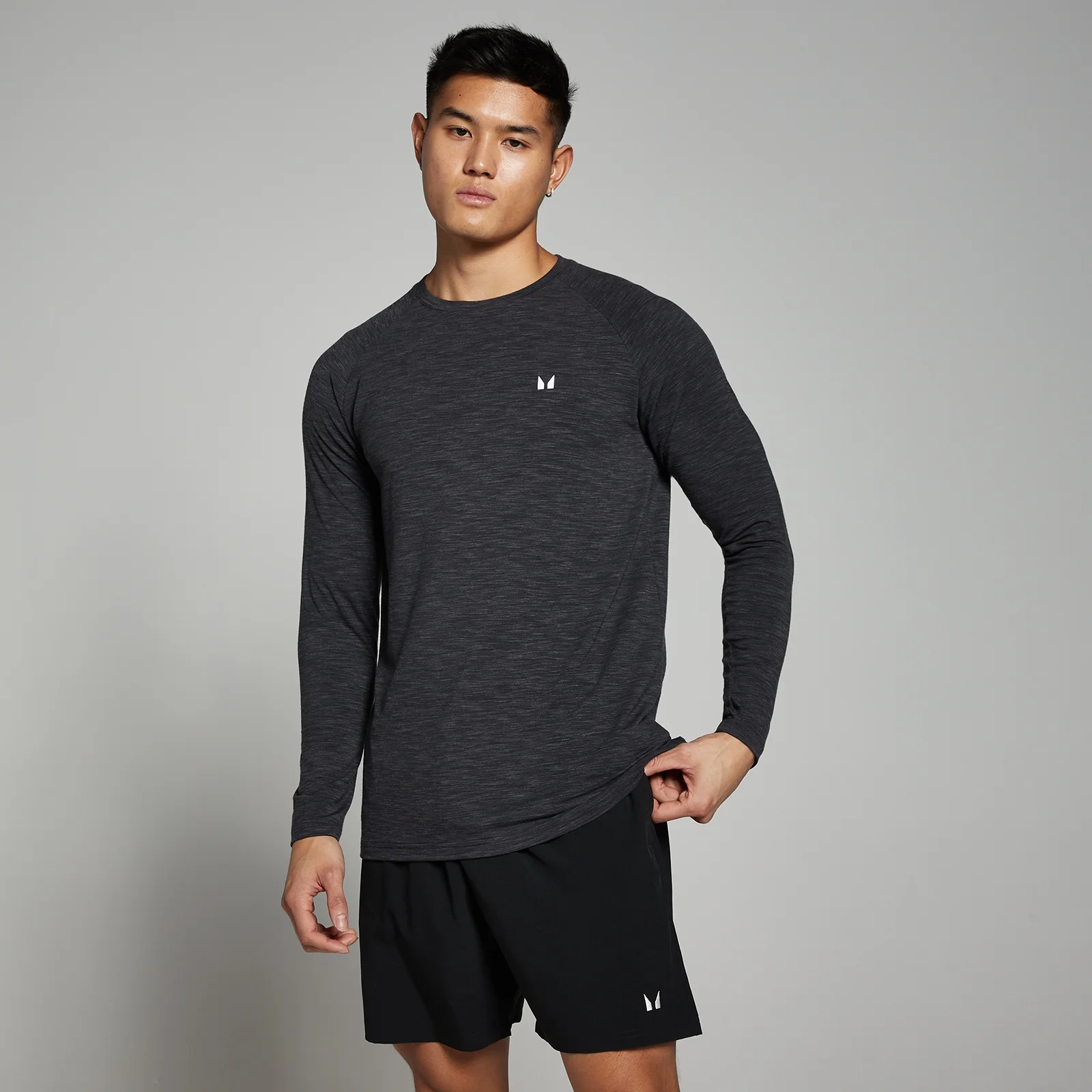 MP Men's Performance Long Sleeve Top - Black Marl - XXS Image 1