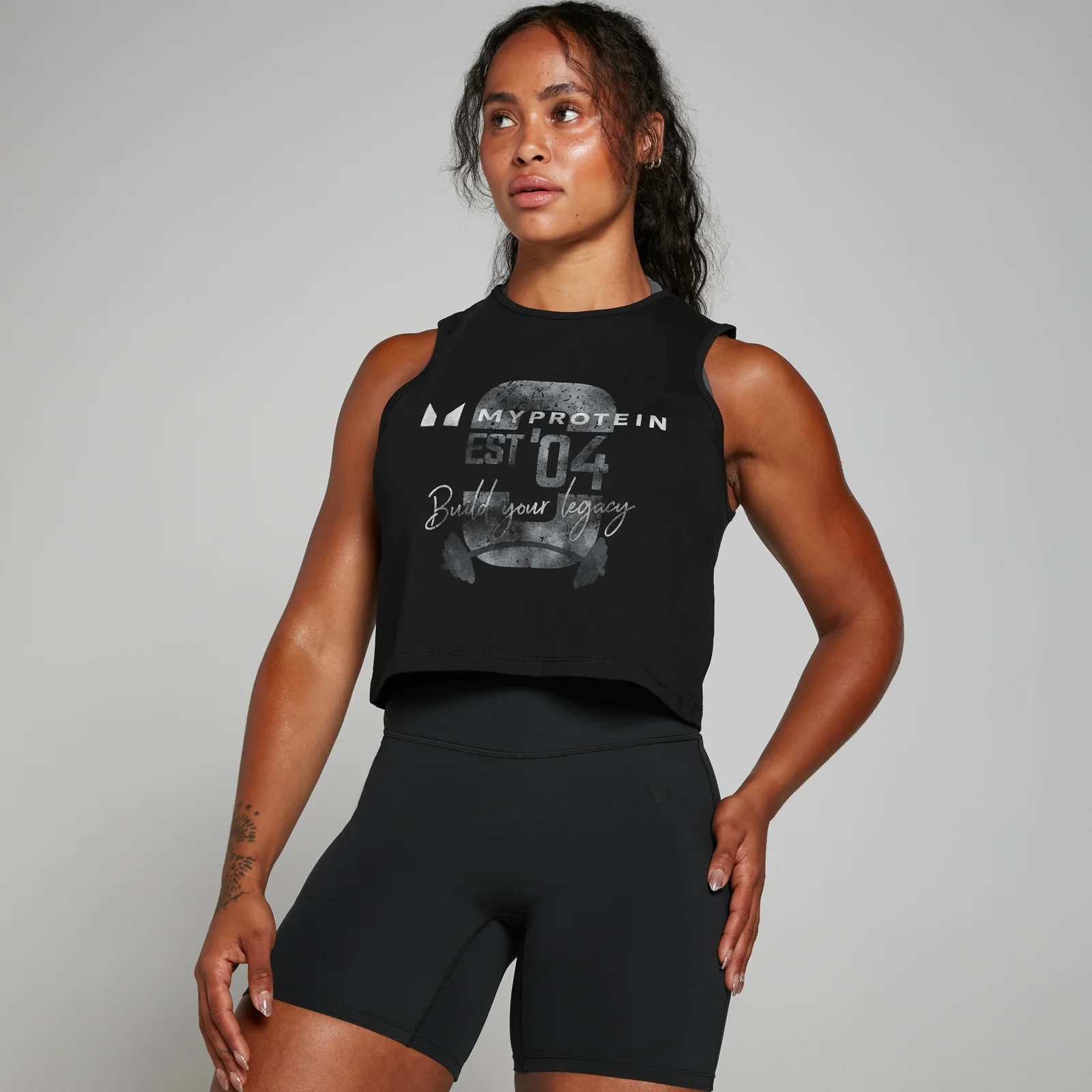 MP Women's Origin Graphic Crop Vest Washed Black - XS Image 1