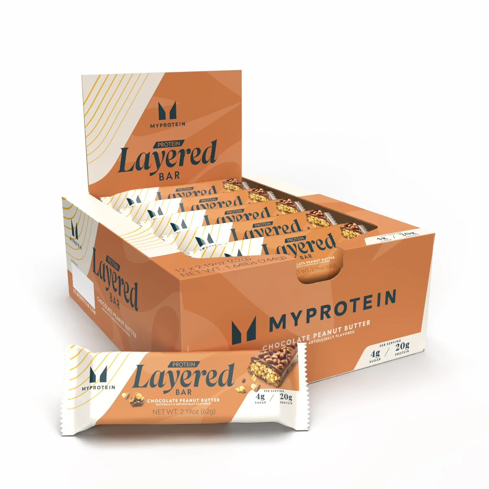 Layered Protein Bar - 12Bars - Chocolate Peanut Butter Image 1