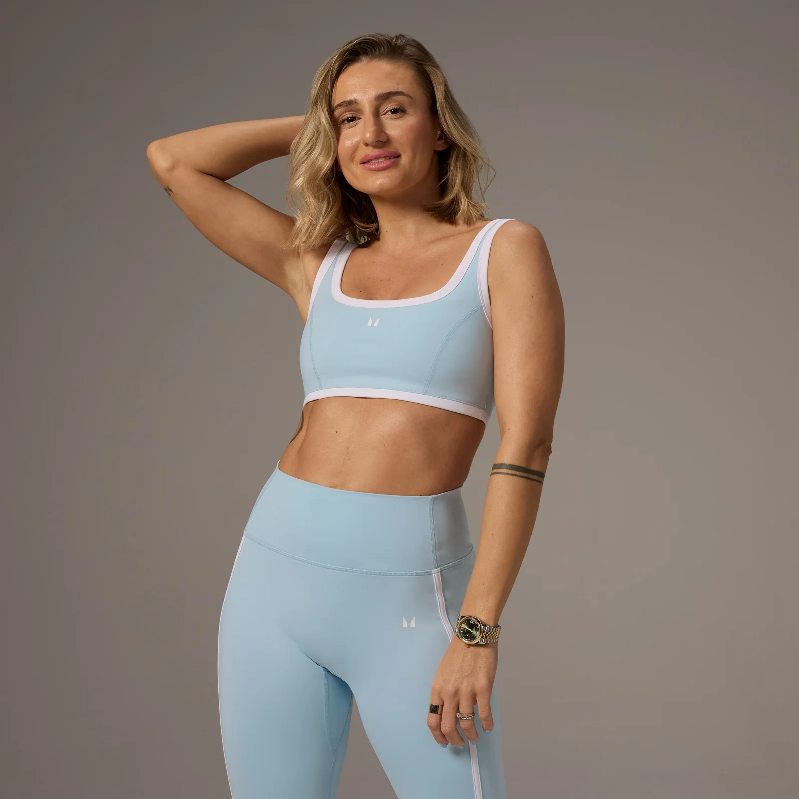 MP X Tatiana Contrast Square Neck Sports Bra - Light Aqua - XS Image 1