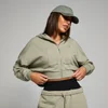 MP Women's Cropped Applique Zip Through Hoodie - Deep Sage