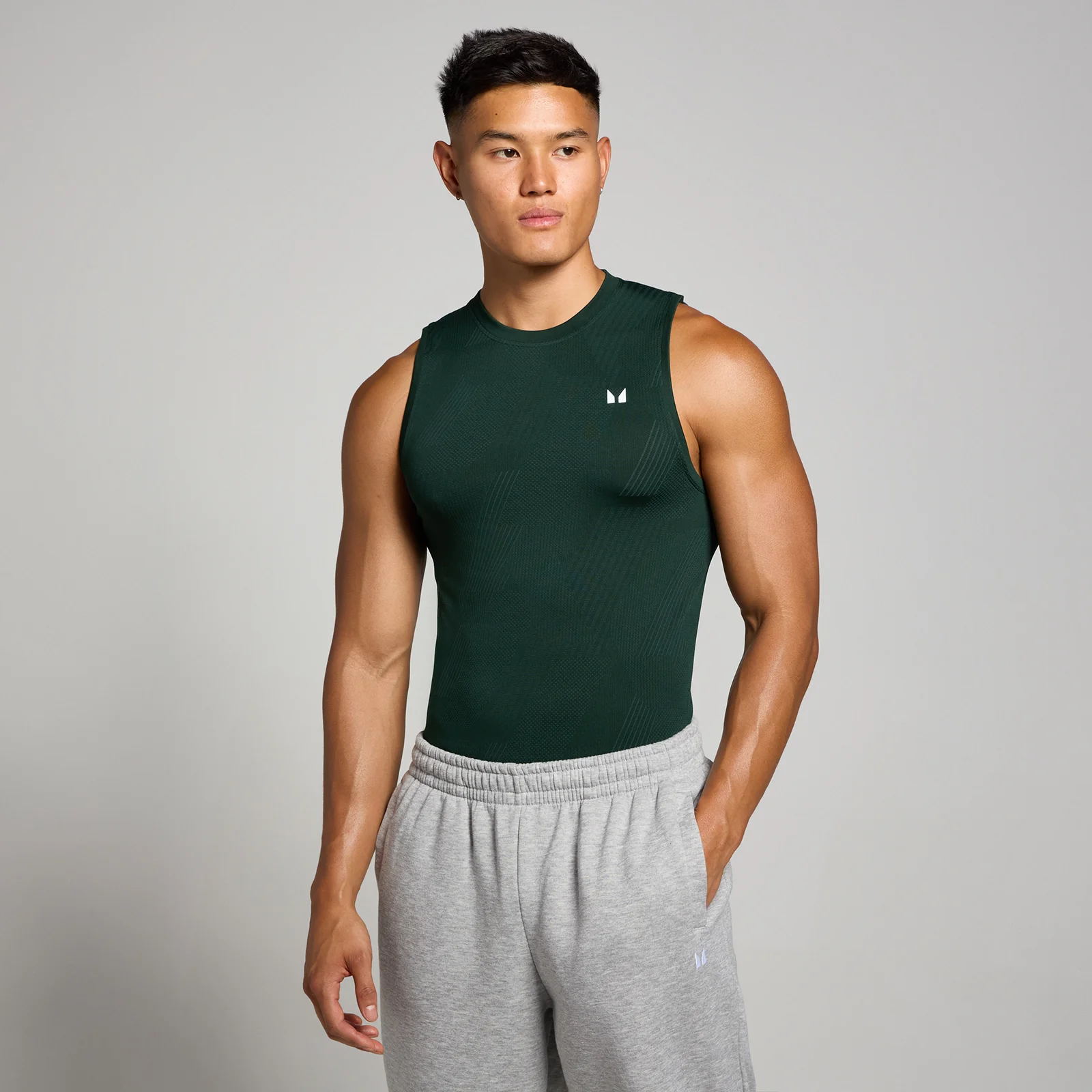 MP Men's Tempo Pillar Graphic Seamless Tank - Dark Emerald - XS Image 1