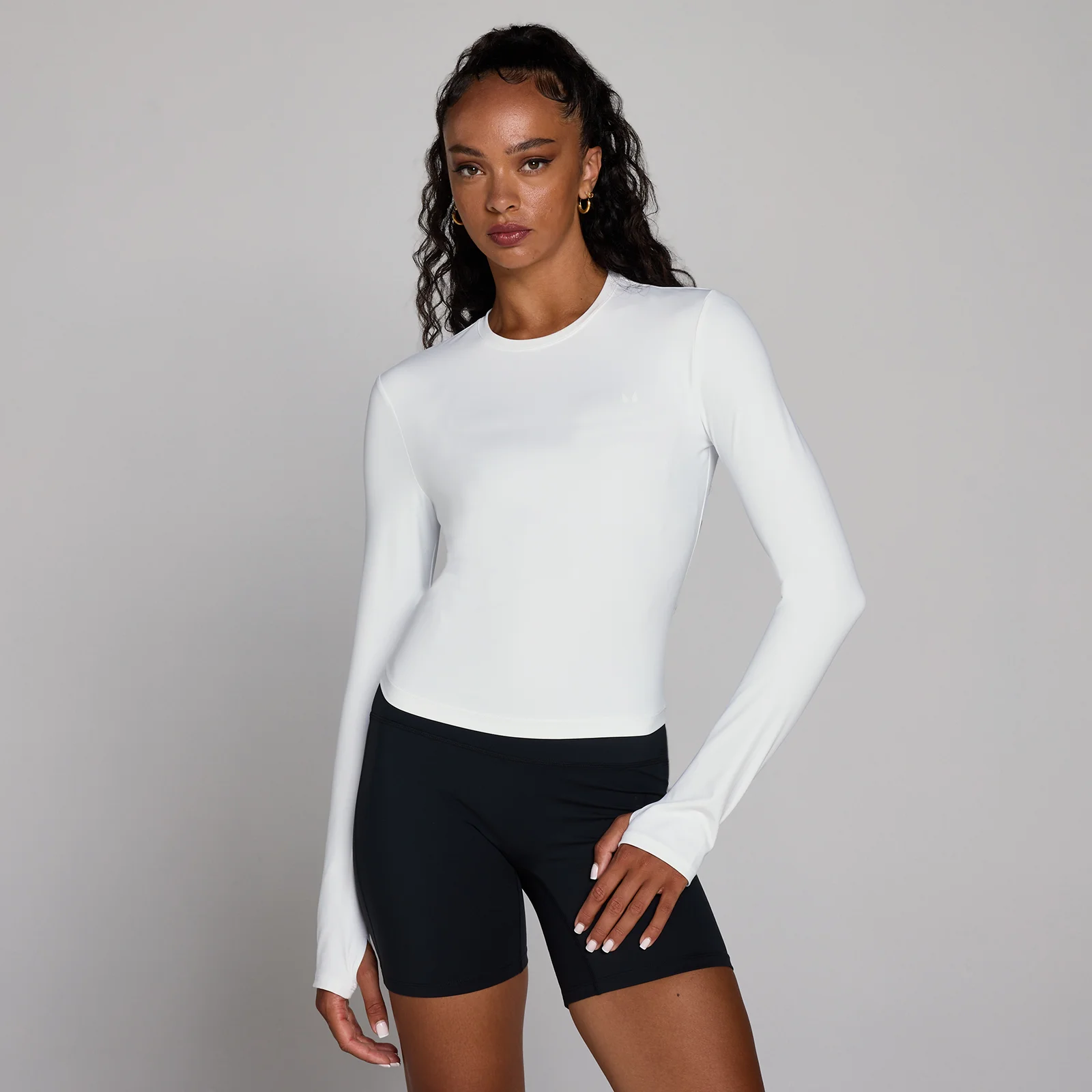 MP Women's Tempo Long Sleeve Top With Thumbholes - White - White - XS Image 1