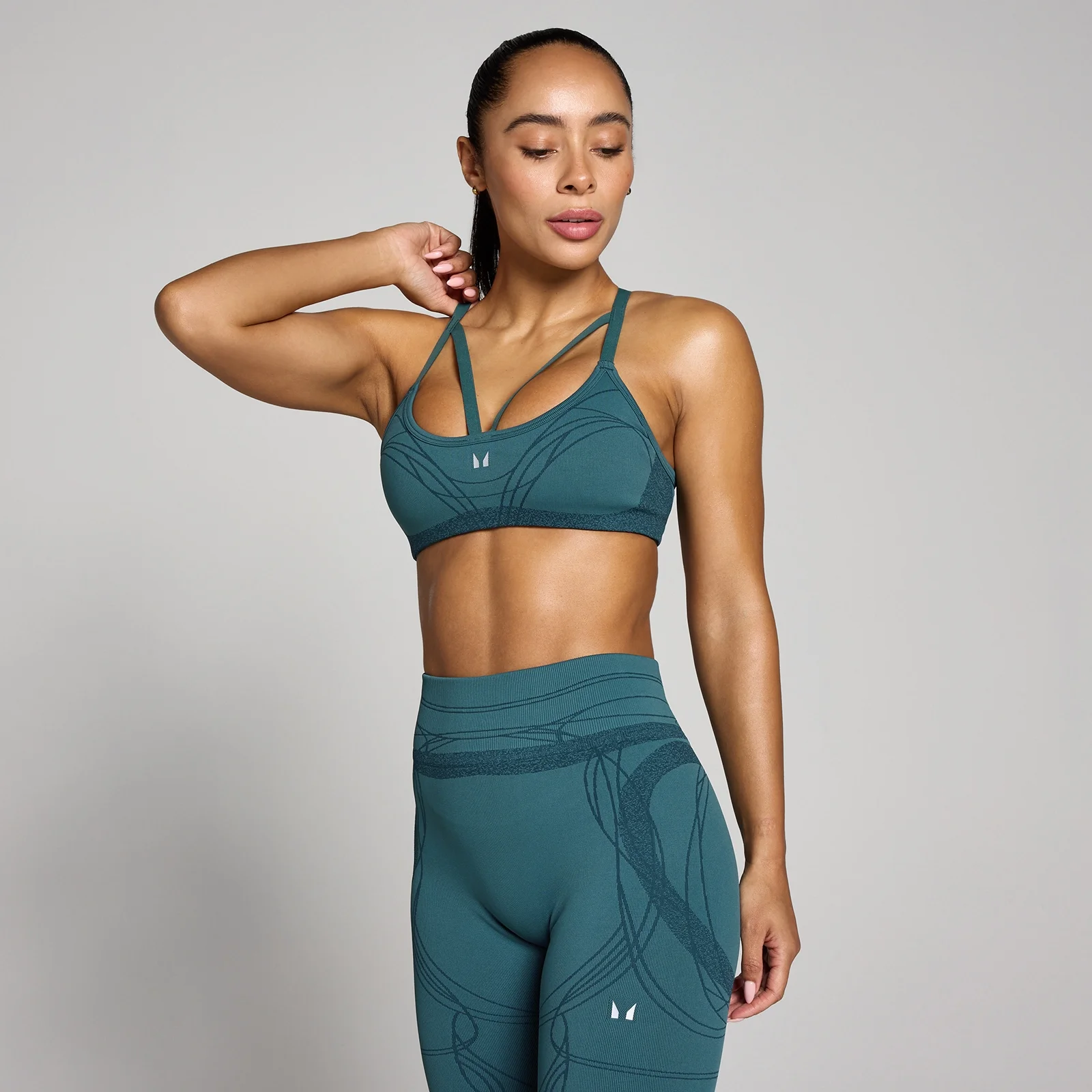 MP Women's Hybrid Strappy Sports Bra - Rich Teal - XS Image 1
