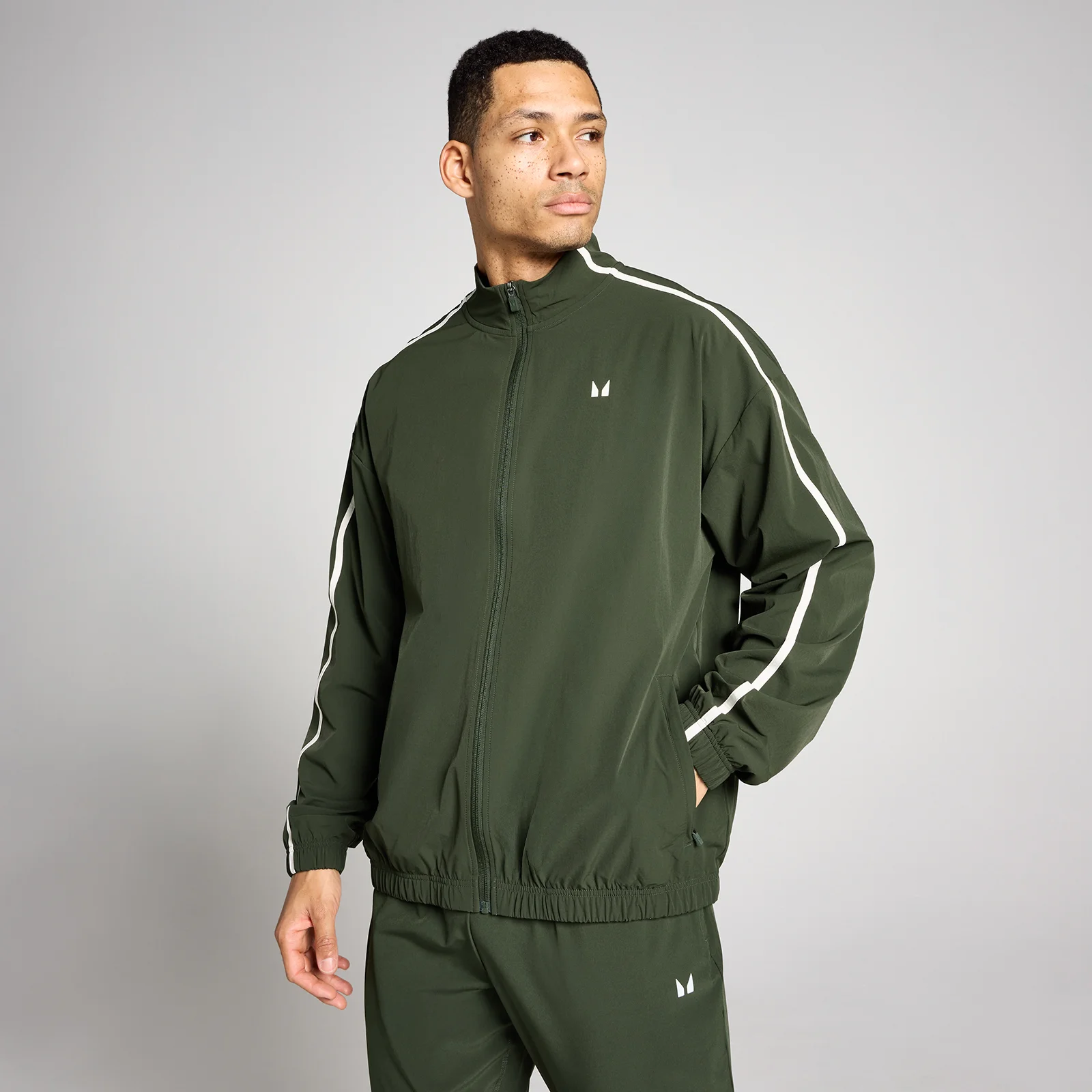MP Men's Tempo Panel Woven Jacket - Forest Green - XS Image 1