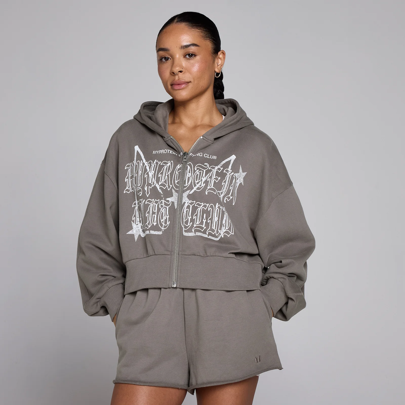 MP Women's Lift Graphic Lifestyle Zip Through Hoodie - Dark Truffle - XS Image 1