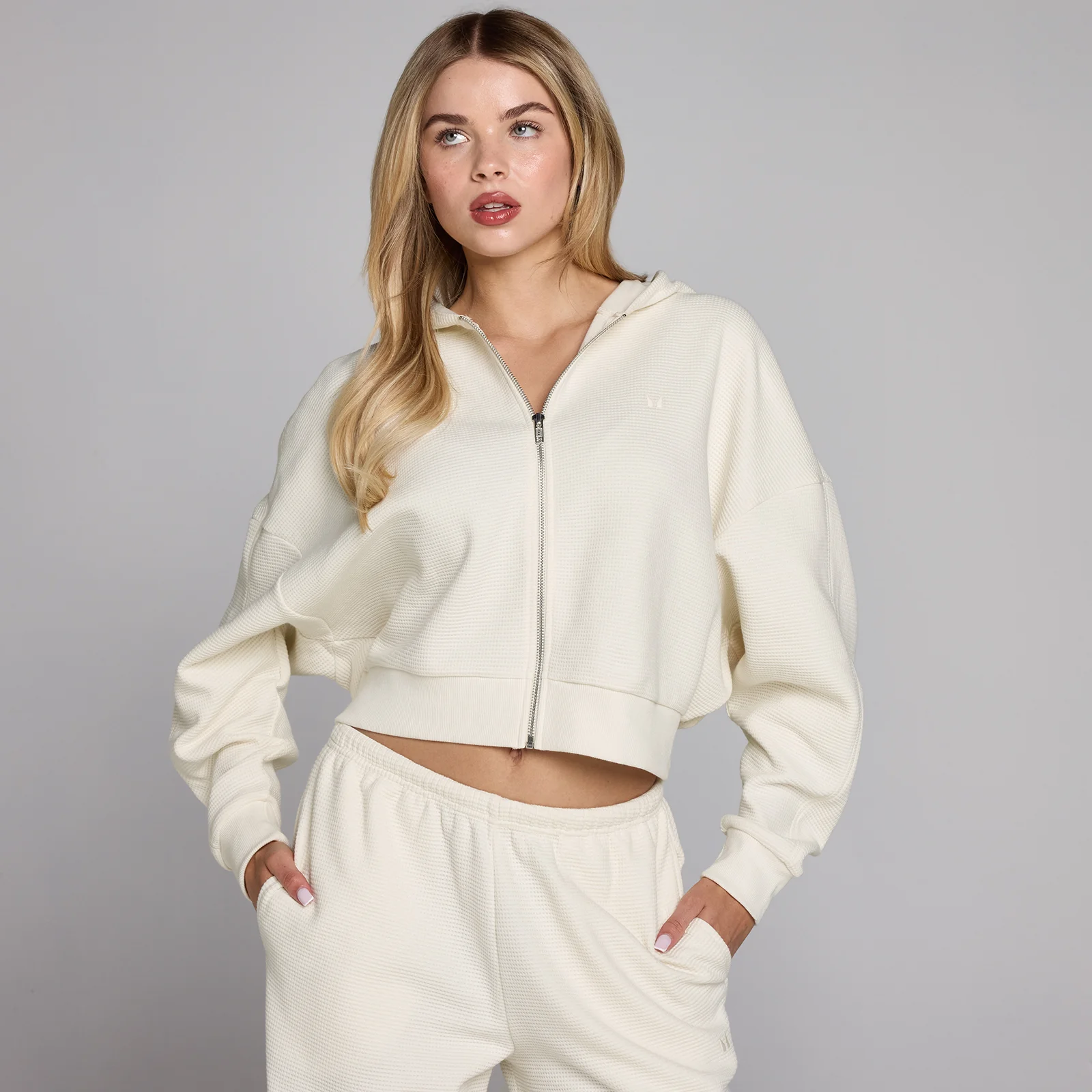 MP Women's Waffle Zip Through Hoodie - Ivory - XS Image 1