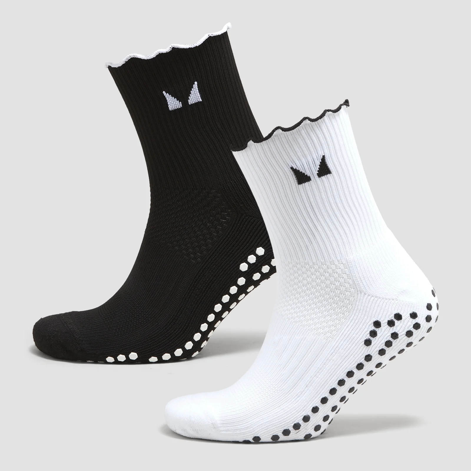 MP Frilly Pilates Socks (2 pack) - Black/White - UK 6-8 Image 1