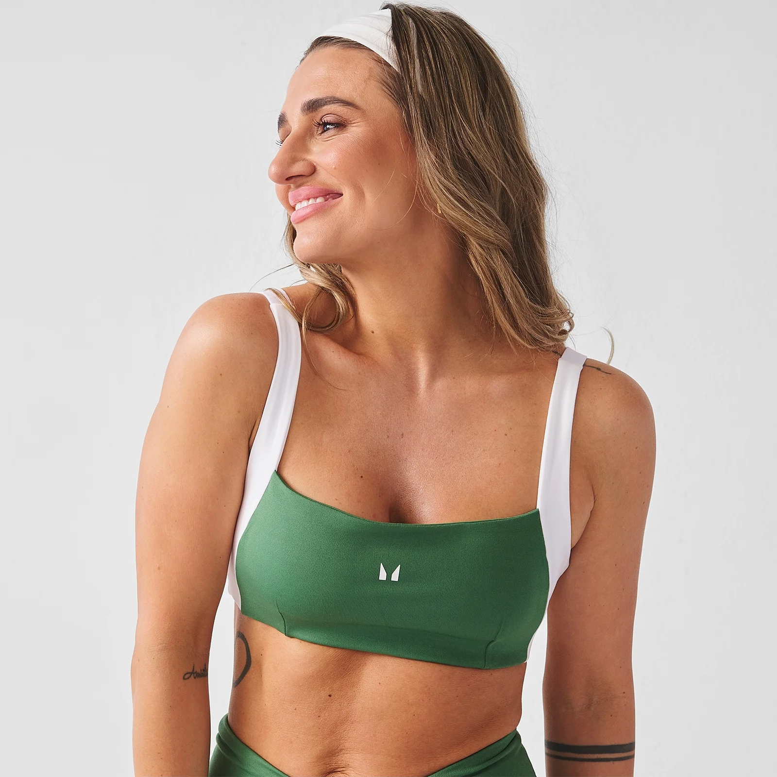 MP Women's X Tatiana Contrast Twist Back Sports Bra - Palm Green - XS Image 1