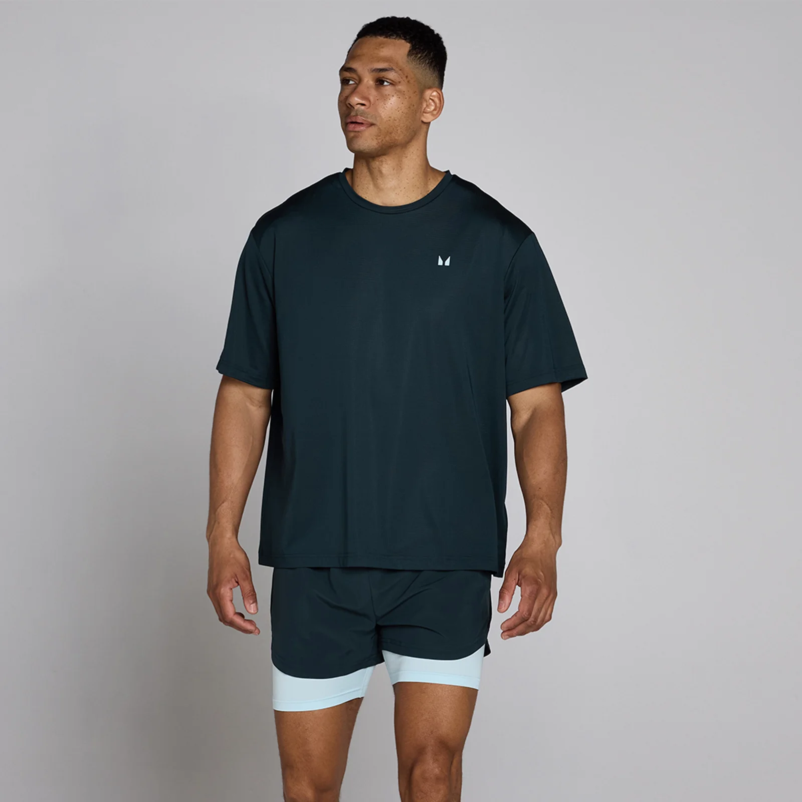 Mp Men's Hybrid Oversized Mesh T-Shirt - Faded Blue - XS Image 1