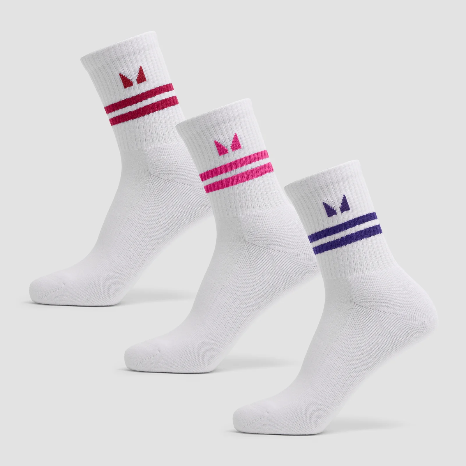 MP Stripe Retro Crew Socks (3 Pack) - Power Indigo/Bold Berry/Power Pink - UK 12-14 Image 1