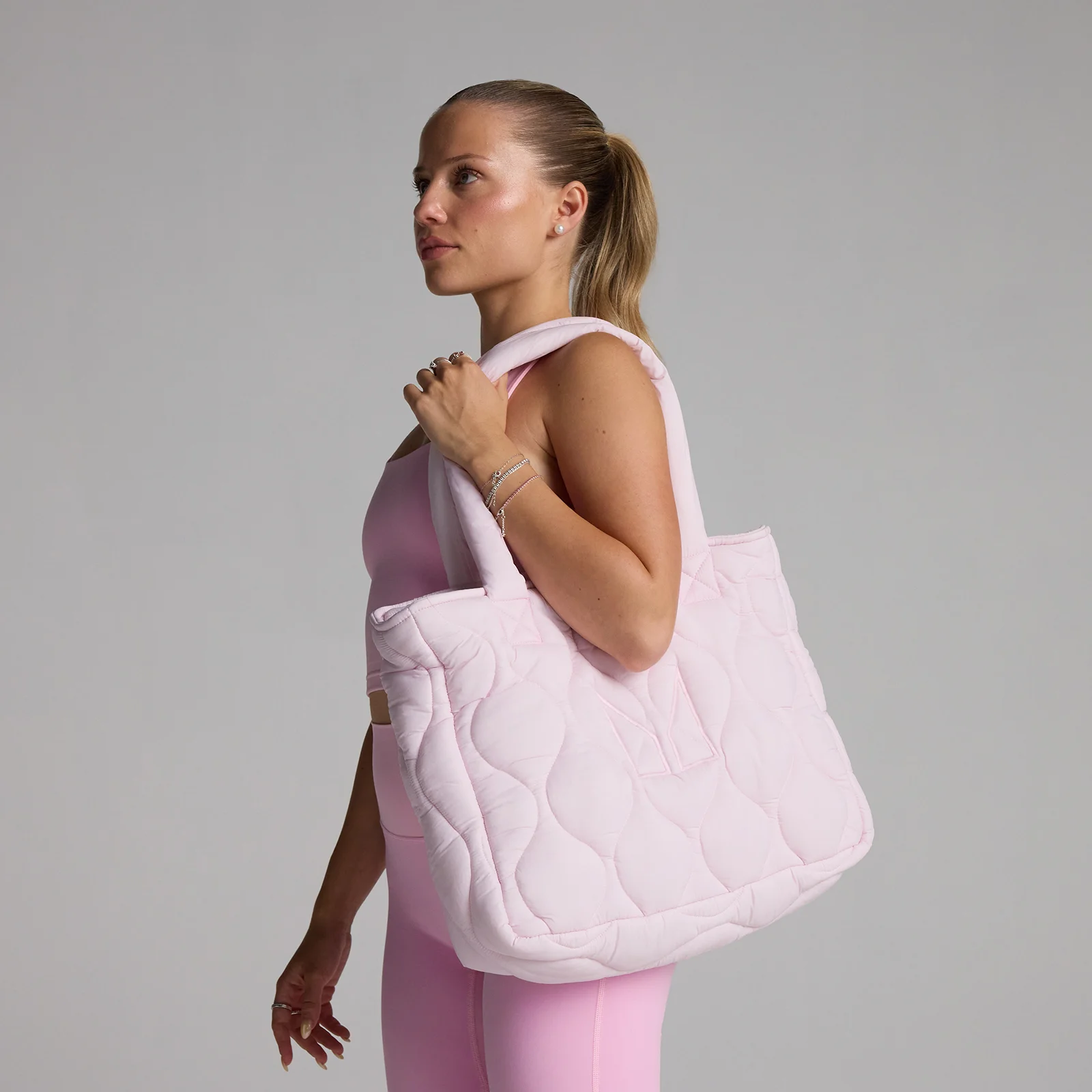MP Quilted Padded Tote Bag - Blush Pink Image 1