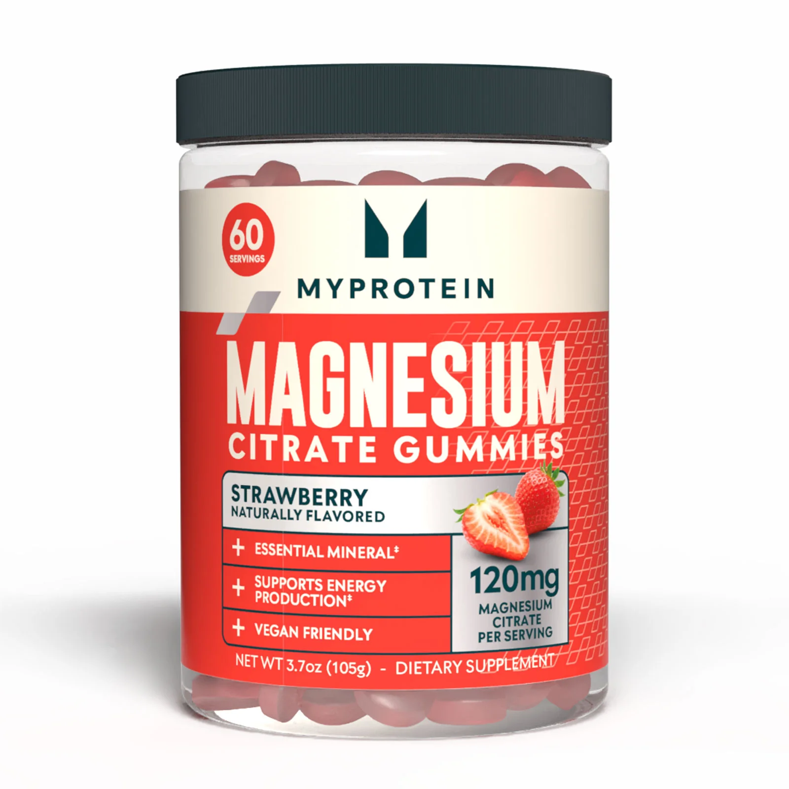 Myprotein Magnesium Gummies (USA) - 60gummies - Strawberry Image 1