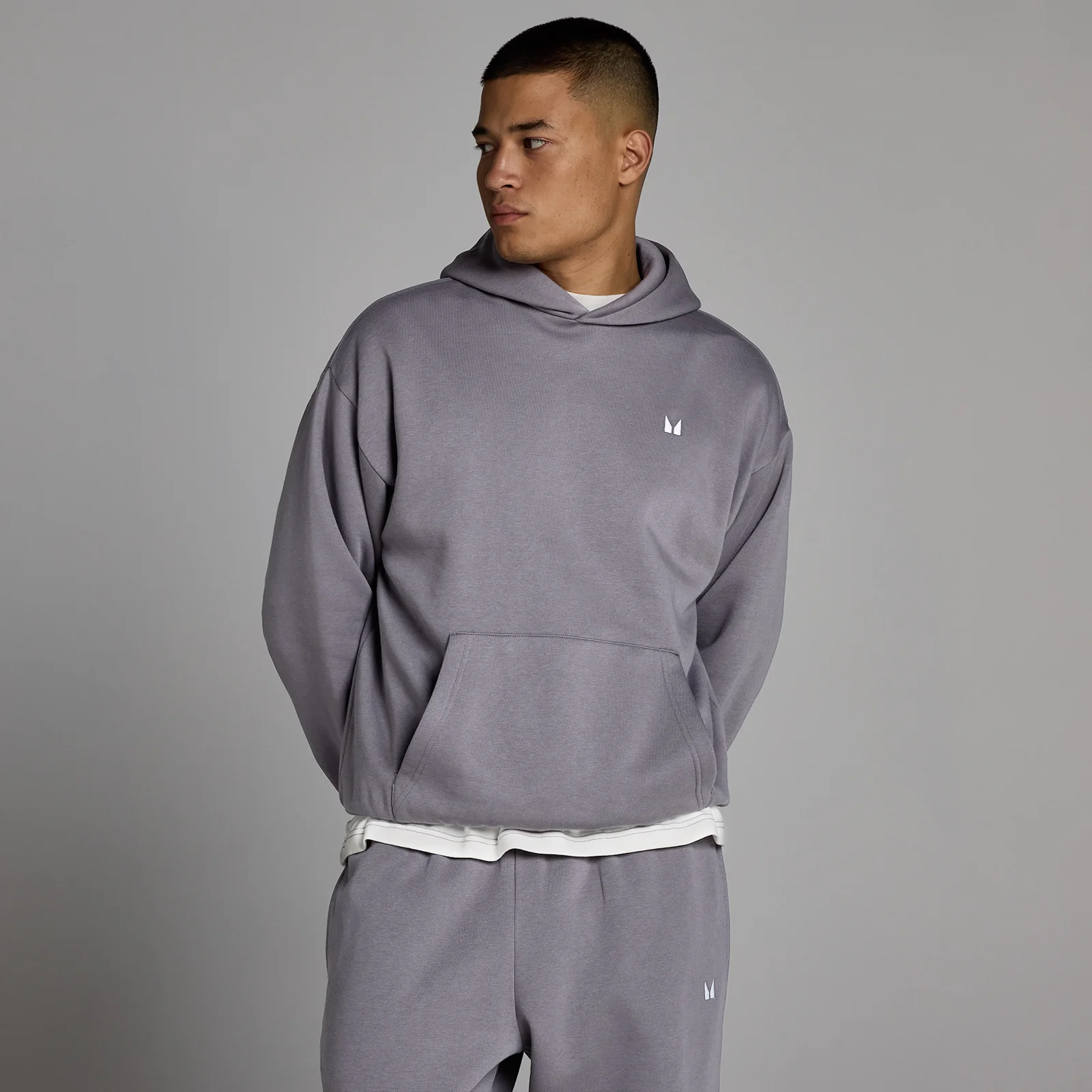 MP Men's Rest Day Oversized Hoodie - Dark Heather - XS Image 1