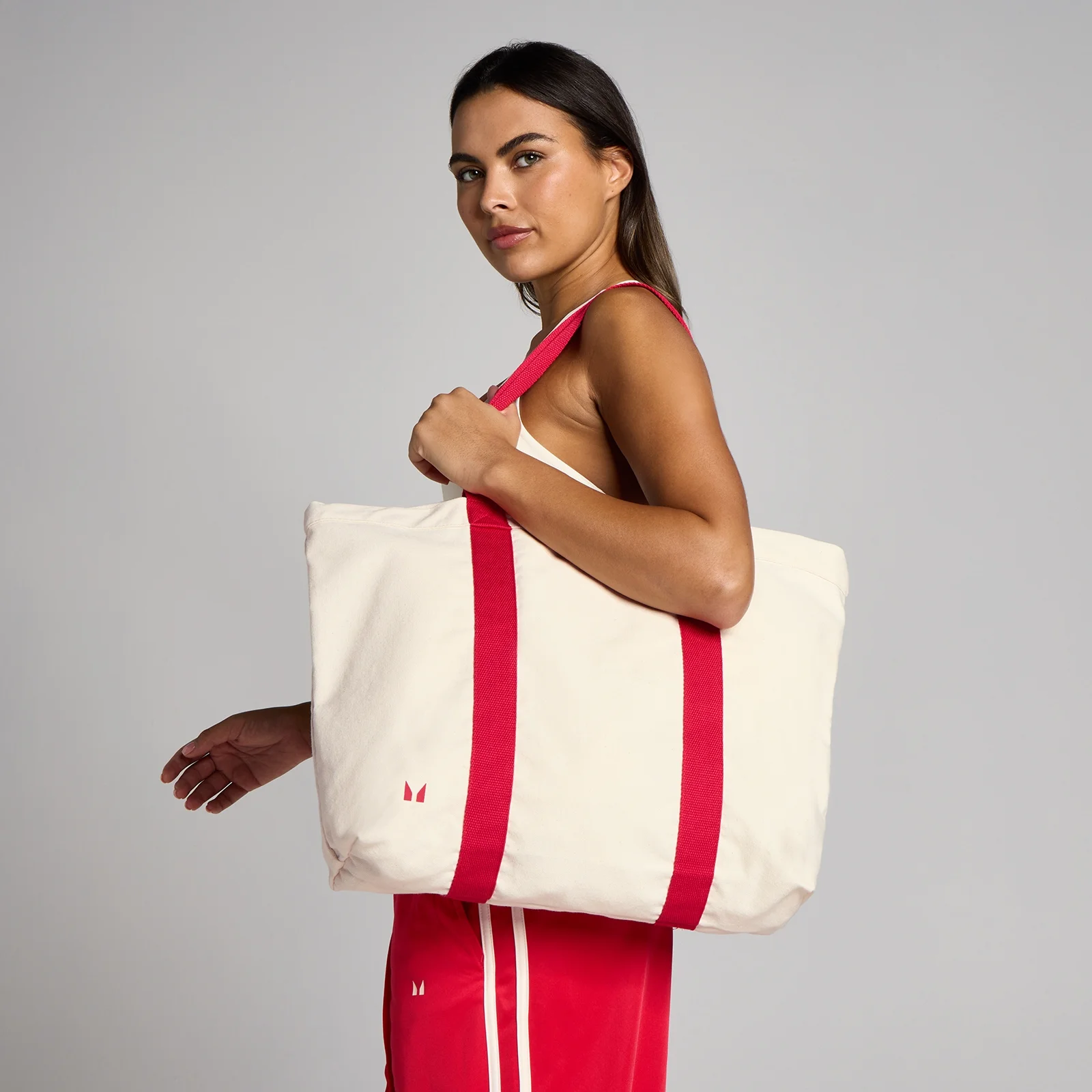 MP Two Tone Cotton Tote Bag - Natural Cotton/Chilli Image 1